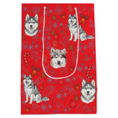 Cute Husky Dog Christmas Winter Seamless Pattern  Medium Cadeauzakje (Achterkant)