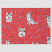 Cute Husky Dog Christmas Winter Seamless Pattern  Tissuepapier (Voorkant)