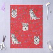 Cute Husky Dog Christmas Winter Seamless Pattern  Tissuepapier (Craft)