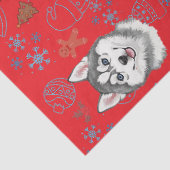 Cute Husky Dog Christmas Winter Seamless Pattern  Tissuepapier (Detail)