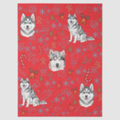 Cute Husky Dog Christmas Winter Seamless Pattern  Tissuepapier (Voorkant)