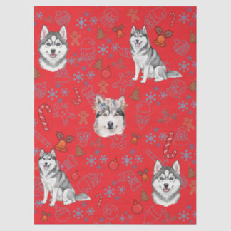 Cute Husky Dog Christmas Winter Seamless Pattern  Tissuepapier
