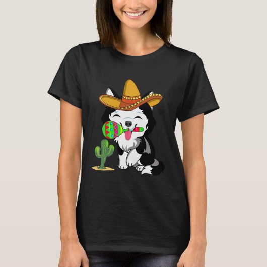 Cute Husky Dog Cinco de Mayo 5th of May Celebratio T-shirt (Voorkant)