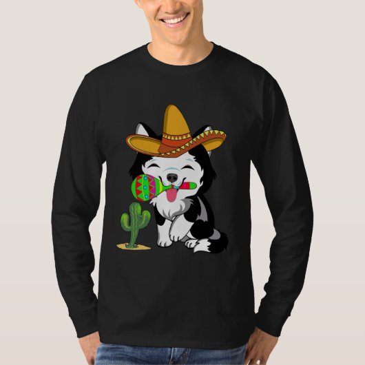 Cute Husky Dog Cinco de Mayo 5th of May Celebratio T-shirt (Voorkant)