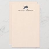 Cute Husky Dog Peking boven Custom Text Beige Briefpapier (Voorkant / Achterkant)