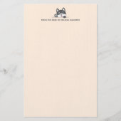 Cute Husky Dog Peking boven Custom Text Beige Briefpapier (Voorkant)