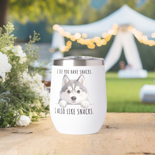 Cute Husky Dog Snacks Quote Funny Minimalist (Bruiloft (Gedraaid) )