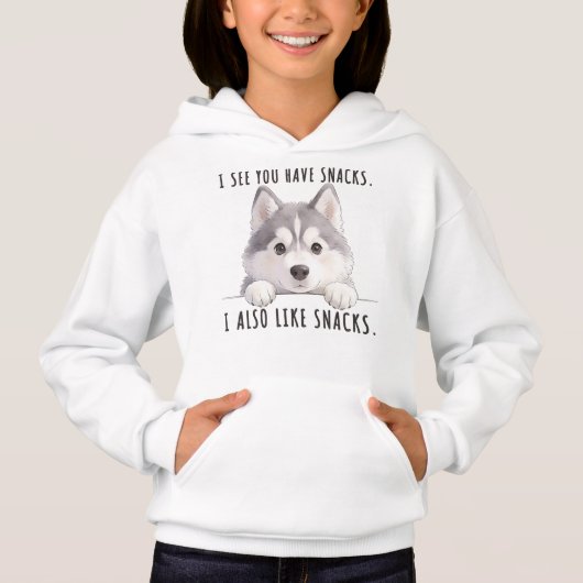 Cute Husky Dog Snacks Quote Funny Minimalist (Voorkant)