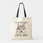 Cute Husky Dog Snacks Quote Funny Minimalist Tote Bag (Achterkant)