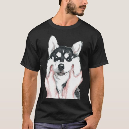 Cute Husky Dog T-shirt (Voorkant)
