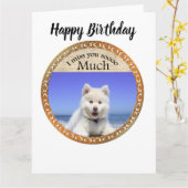 Cute Husky is met blauw oog op het strand Kaart (Gele Bloem)