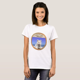 Cute Husky is met blauw oog op het strand T-shirt