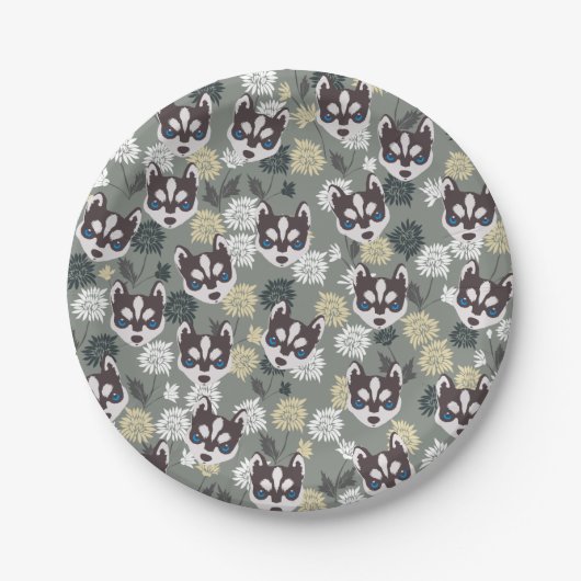 Cute Husky Paper Borden Papieren Bordje (Voorkant)