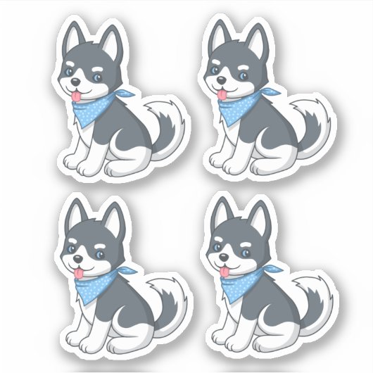 Cute Husky Puppy Dog 4 Sticker (Voorkant)