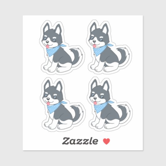 Cute Husky Puppy Dog 4 Sticker (Vel)