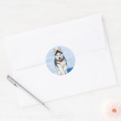 Cute Husky Puppy Dog Ronde Sticker (Envelop)
