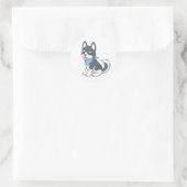 Cute Husky Puppy Dog Ronde Sticker (Tas)