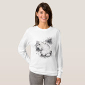 【Cute Husky Puppy Ink Art Long Sleeve T-Shirt】 T-shirt (Voorkant volledig)