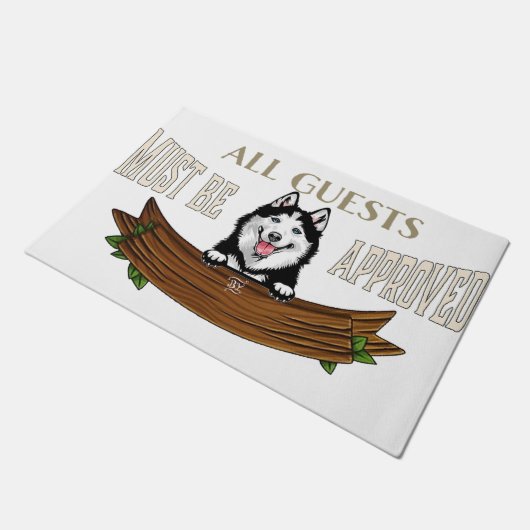 Cute Husky Quotes Rug, Siberian Husky Mat (Schuin)