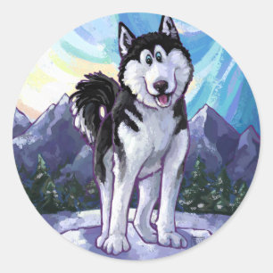 Cute Husky Ronde Sticker