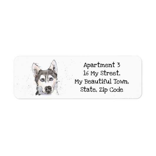 Cute Husky speckle waterverf grappige hondjeslabel Etiket (Voorkant)