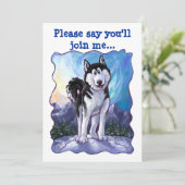 Cute Husky ThMED Birthday Party Kaart (Staand voorkant)