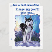 Cute Husky ThMED Birthday Party Kaart (Voorkant / Achterkant)