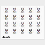 Cute Husky Wearing Sunbril Ronde Sticker (Vel)