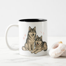Cute Husky & Wolf Duo Mok | Siberian Husky Liefheb