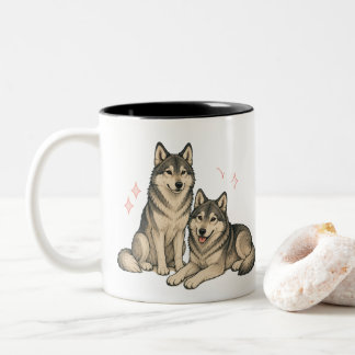 Cute Husky & Wolf Duo Mok | Siberian Husky Liefheb