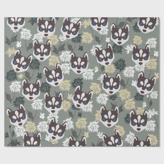 Cute Husky Wrapping Paper Cadeaupapier (Vlak)