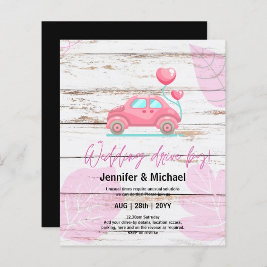 Cute Huwelijksdrive-By Budgetuitnodigingen (Voorkant / Achterkant)