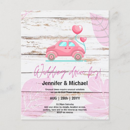 Cute Huwelijksdrive-By Budgetuitnodigingen (Voorkant)