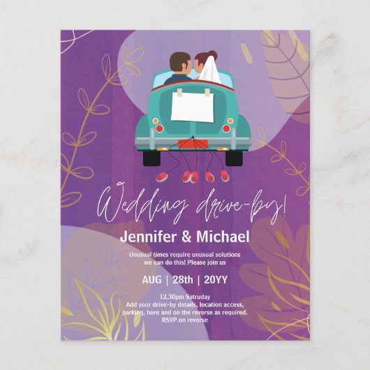 Cute Huwelijksdrive-By Budgetuitnodigingen (Voorkant)