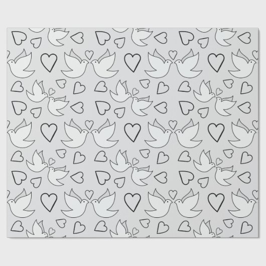 Cute Huwelijksduiven voor Bruidsmeisje Grijs Naadl Cadeaupapier (Vlak)