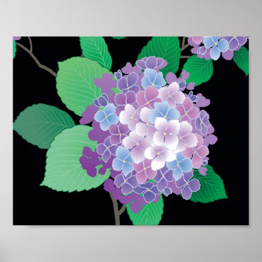 Cute Hydrangea Japanse Floral Fine Art Poster (Voorkant)