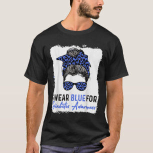 Cute I Draag Blue for Diabetes Awareness, Leopard T-shirt