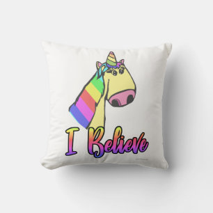 Cute I Geloof Funny Rainbow Unicorn Cartoon Kussen