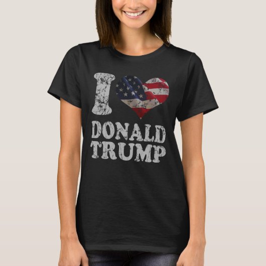 Cute I hart Amerikaanse vlag Donald Trump T-shirt (Voorkant)