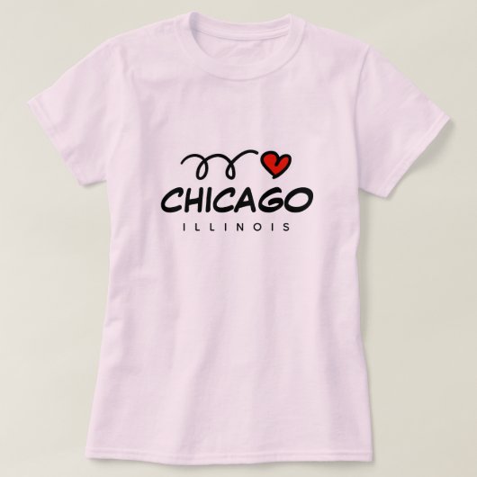 Cute I hart Chicago Illinois t shirt voor vrouwen (Design voorkant)