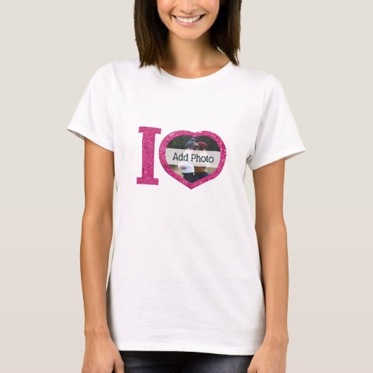 Cute I hartroze glitter love lijst artsy T-shirt (Voorkant)