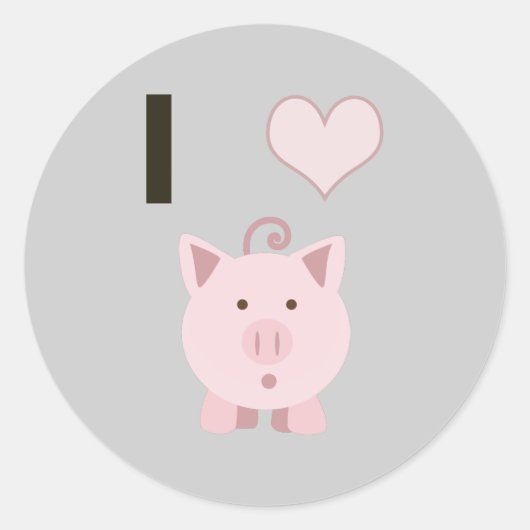 Cute I hartvarkens Desgin Ronde Sticker (Voorkant)