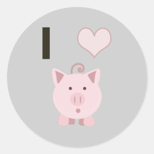Cute I hartvarkens Desgin Ronde Sticker