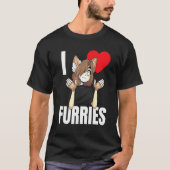 Cute I Heart Furries Furry Fandom Love 1 T-shirt (Voorkant)