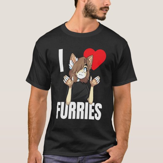 Cute I Heart Furries Furry Fandom Love 1 T-shirt (Voorkant)