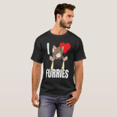 Cute I Heart Furries Furry Fandom Love 1 T-shirt (Voorkant volledig)