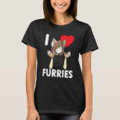 Cute I Heart Furries Furry Fandom Love 2 T-shirt (Voorkant)