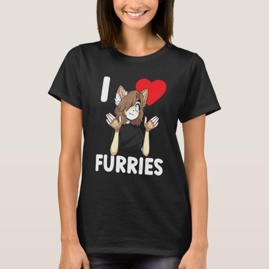 Cute I Heart Furries Furry Fandom Love 2 T-shirt (Voorkant)