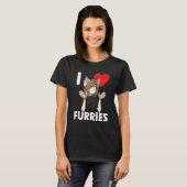 Cute I Heart Furries Furry Fandom Love 2 T-shirt (Voorkant volledig)