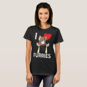 Cute I Heart Furries Furry Fandom Love T-shirt (Voorkant volledig)